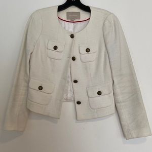 Banana Republic cotton boucle blazer with vintage inspired buttons.